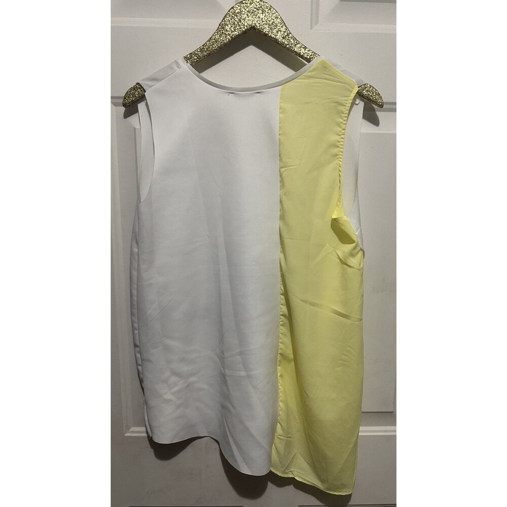 Zara White and Pale Yellow Graphic Layered Tank Top - Picture 5 of 5